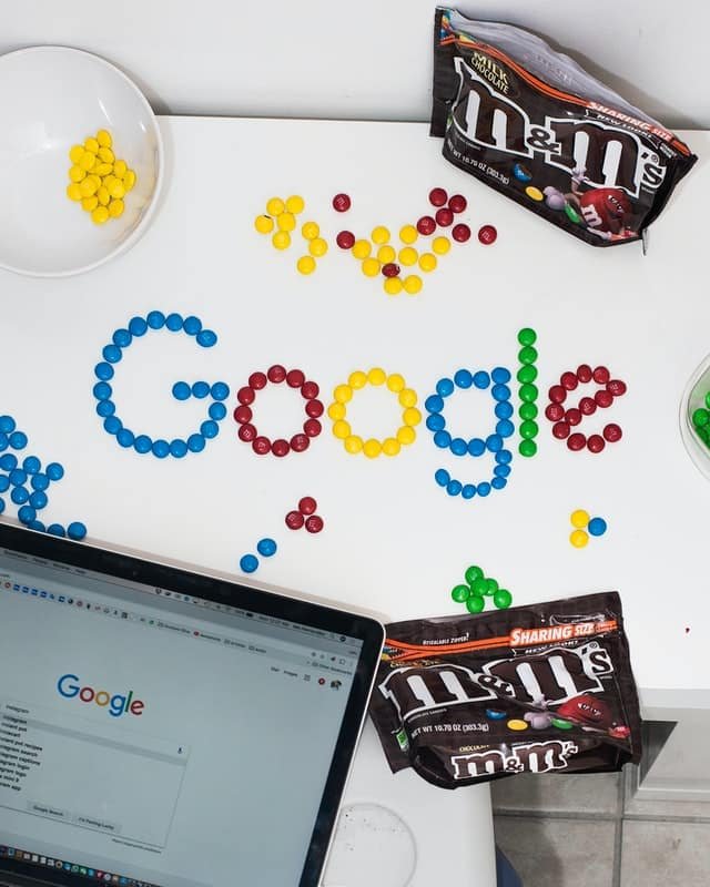 google text made of m&m sweets